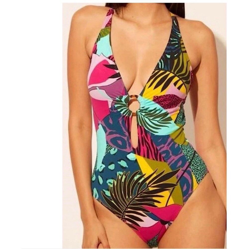 Bleu Rid Beattie Onepiece Tropical Swimsuit Size 14